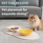 tapis alimentation animal compagnie moderne beige jaune rose antidérapant imperméable assiettes