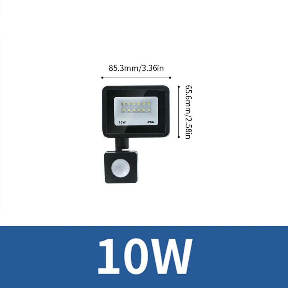 projecteur led extérieur noir capteur mouvement étanche aluminium mur jardin sécurité