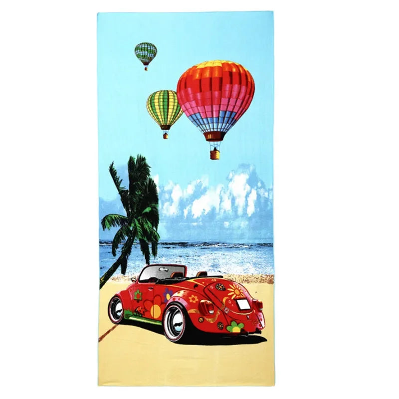 serviette plage microfibre rapide absorption multicolore motifs été noël drapeaux palmiers