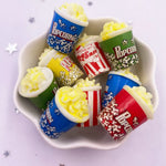 miniatures popcorn gobelets résine rouge bleu vert jaune blanc texturées films