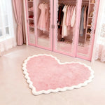 tapis cœur rose doux moderne antidérapant polyestère absorbant confortable intérieur extérieur chambre salon