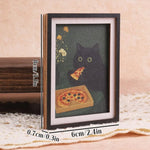 aimant réfrigérateur chat noir pizza fond vert moderne