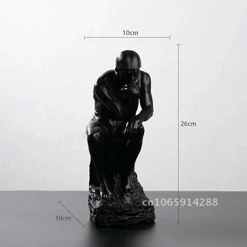 statue penseur rodin résine blanc noir classique art antique décoration intérieure salon
