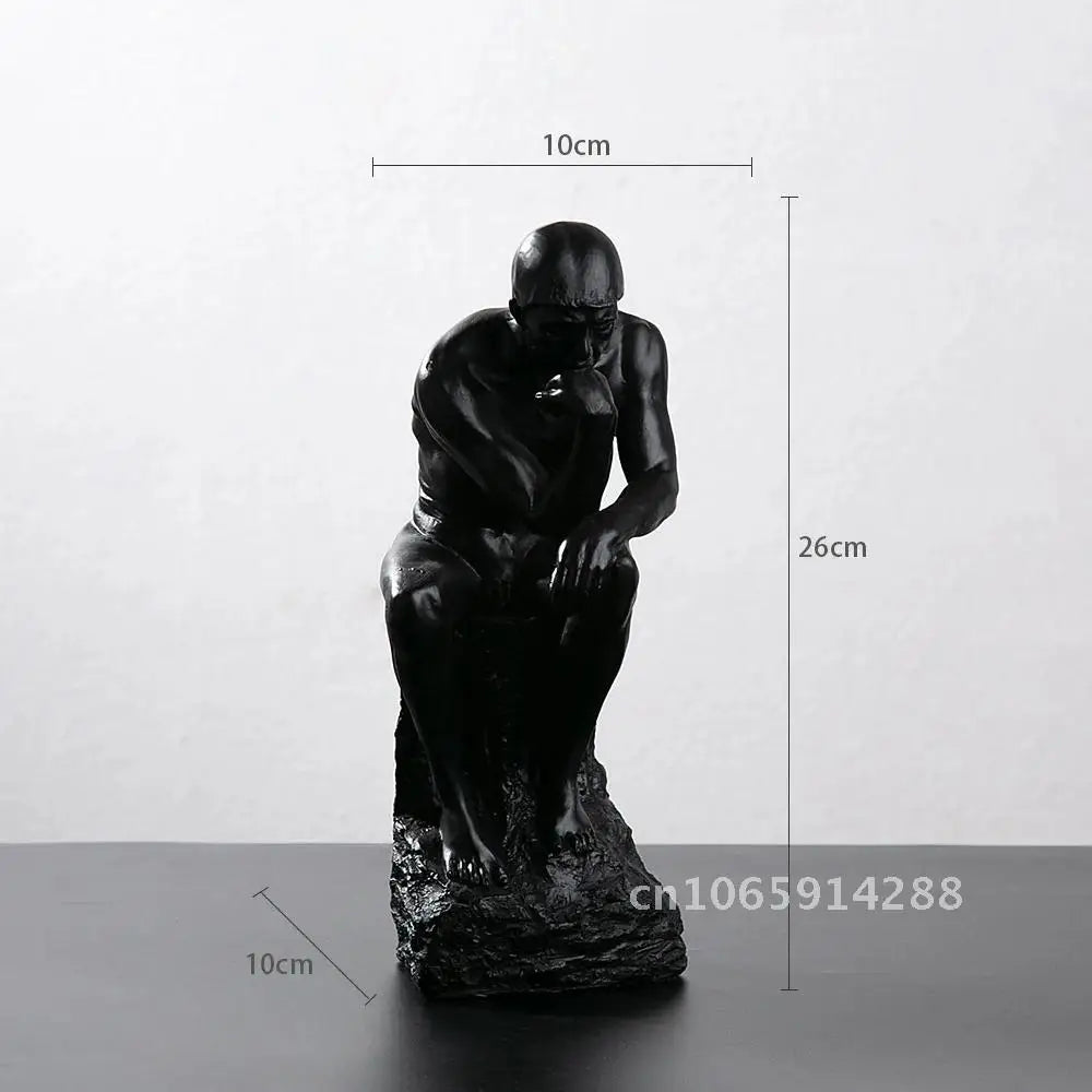 statue penseur rodin résine blanc noir classique art antique décoration intérieure salon