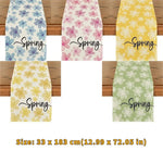 nappe fleurs stylisées printemps couleurs vives bleu rose jaune vert chambre restaurant