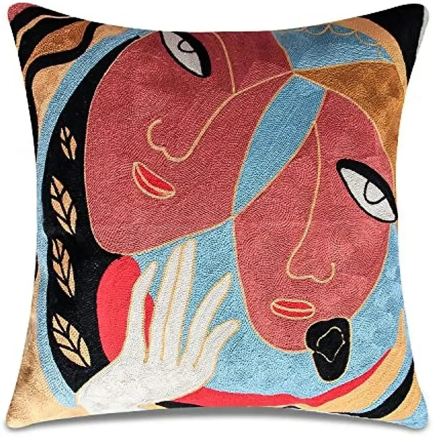 coussins peluche multicolores motifs abstraits modernes 45x45cm decoration canape carree