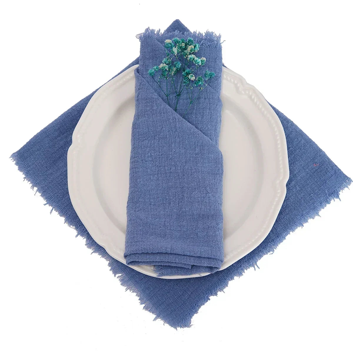 lot serviettes table coton rose franges ruban décorations mariage fête table rustique moderne