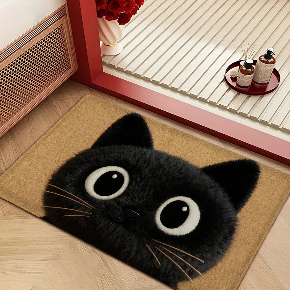 tapis cartoon antidérapant chien lunettes béret moderne salon enfant Jaune Noir Rouge Bleu