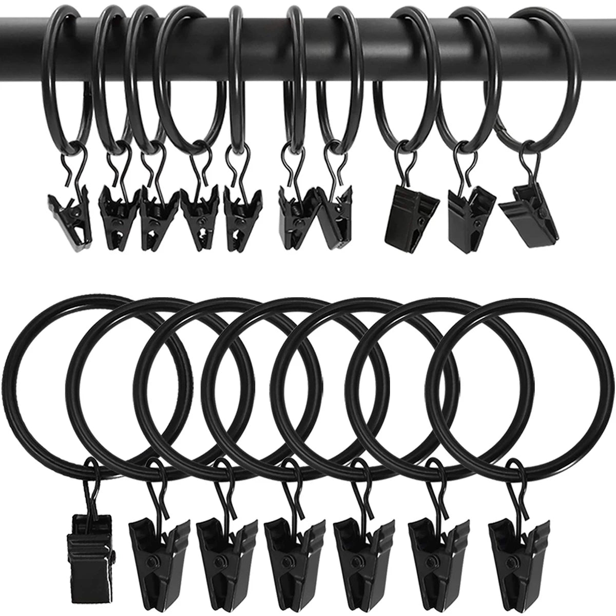 anneaux rideau pinces draperie moderne accessoires décoration intérieur métal noir