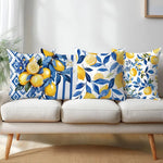 taies d'oreiller coton bleu citron modernes motif feuilles respectueux environnement pièces