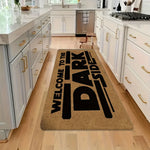 tapis moderne bienvenue dark side marron noir lettres relief antidérapant polyester salon chambreentrée