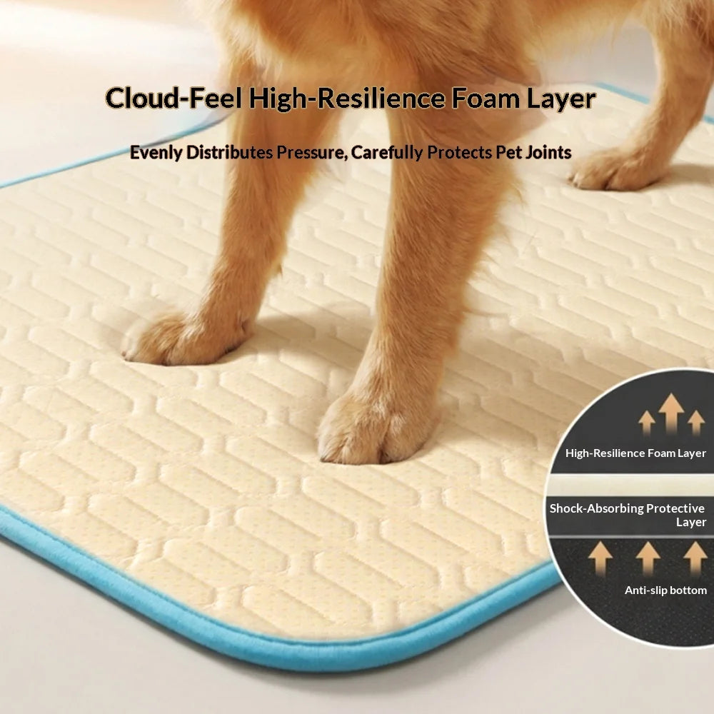 tapis refroidissement animal bleu clair texture geometrique moderne anti urine lavable machine
