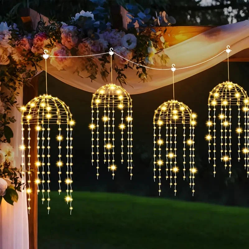 guirlande lumineuse solaire cascade blanc chaud moderne ip65 modes contemporain