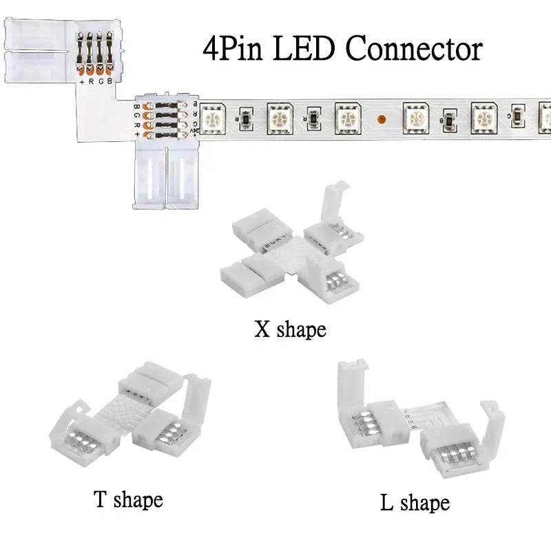 connecteurs led angle 90 degrés blanc pin rgb 12v clips instructions guide