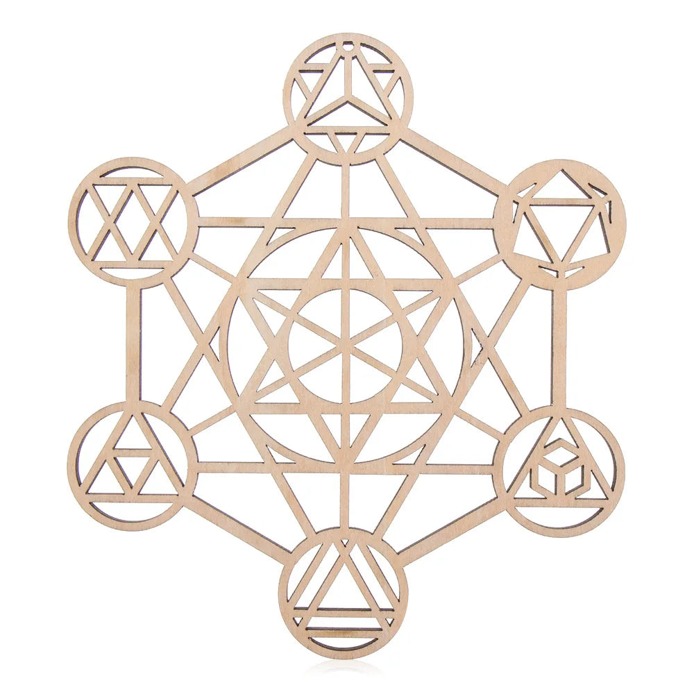 coasters bois clair gravure circulaire fleur vie om lotus minimaliste 14cm 30cm