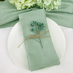 serviettes réutilisables coton vert clair blanc bleu clair vert foncé texture lin naturelle classique