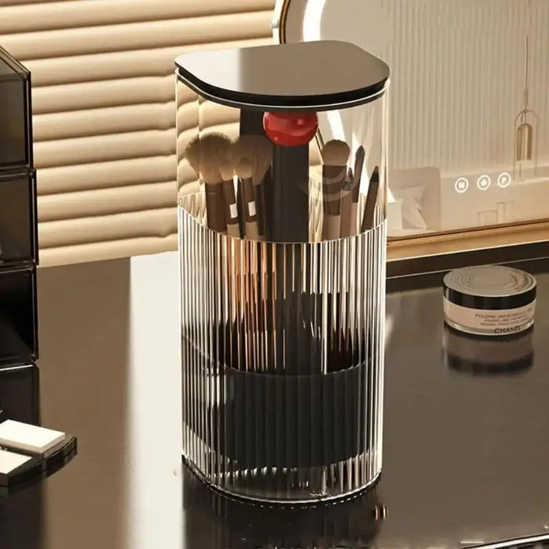organisateur pinceaux maquillage transparent noir rayures moderne adhésif brosse éponge cosmétique rangement