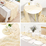 serviette table beige froissée décoration élégante maison mariage réception anniversaire boho rustique festive