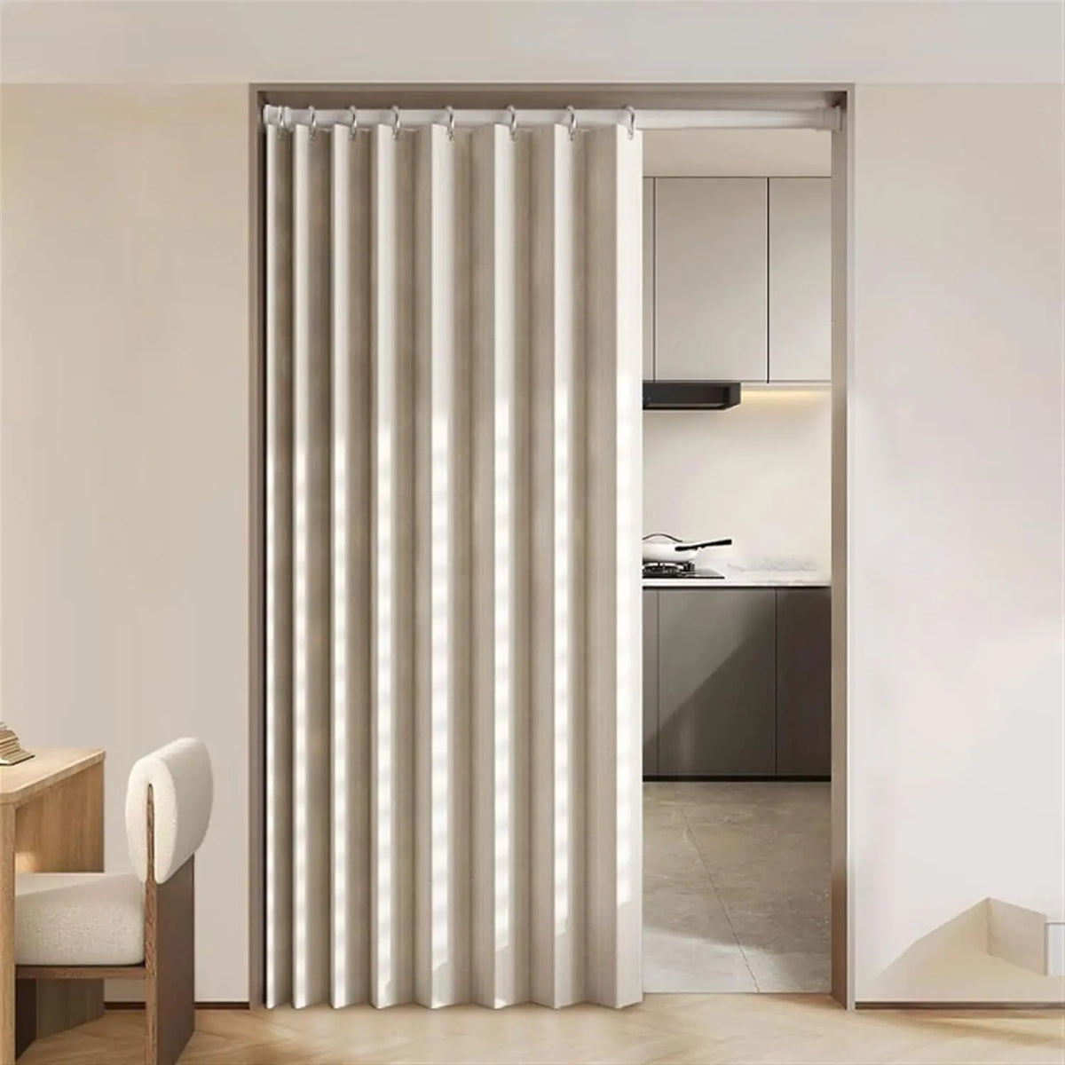 rideau plissé beige rayures verticales moderne opacité thermique.separator chambre salon