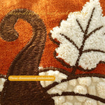 coussin orange beige citrouilles feuilles broderie 3d automnal zippé invisible décoratif atelier maison