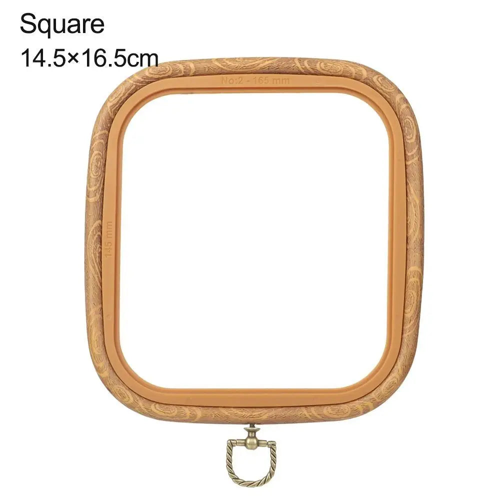 Cadre broderie bois marron texture naturelle classique boucle métallique hexagonal octogonal rectangle square