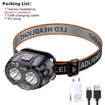 lampe frontale rechargeable led noir orange boutons molette ceinture ajustable mode pratiqueurgence étanche