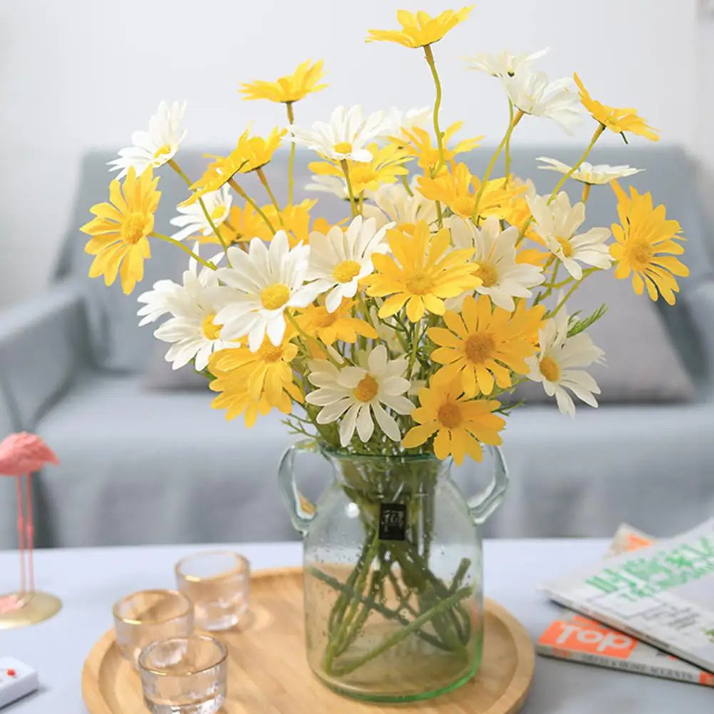 bouquet fleurs artificielles marguerites orange jaune blanc rose naturel intérieur mariage