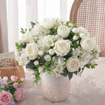 bouquets fleurs artificielles pivoine roses hortensias vases décor maison anniversaire mariage