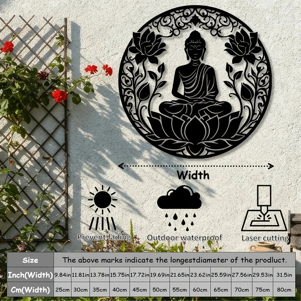 décoration murale plaque noir bouddha lotus motifs floraux minimaliste artisanalintérieur