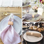 anneaux serviettes bois naturel classique rustique adhésif set mariage salle manger festive