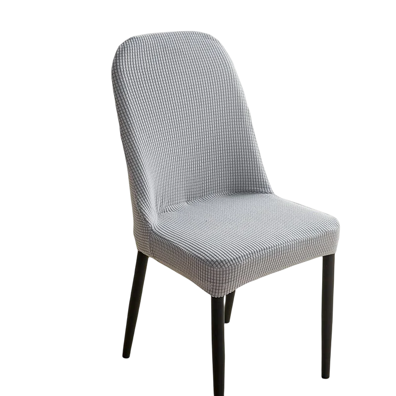 housses chaise peluche grise carreaux moderne polyester élasthanne banquet mariage salle manger fauteuil