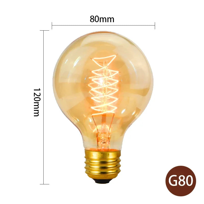 Ampoules Edison vintage filaments spirales dorées transparentes E27 250 lumens 30000h