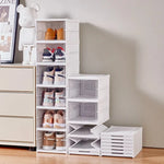 étagère chaussures pliable trois niveaux transparente blanche organisateur rangement moderne placard chambre