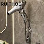 support mural sèche cheveux lisseur aluminium gris moderne épuré électroplaqué fixations salle bain