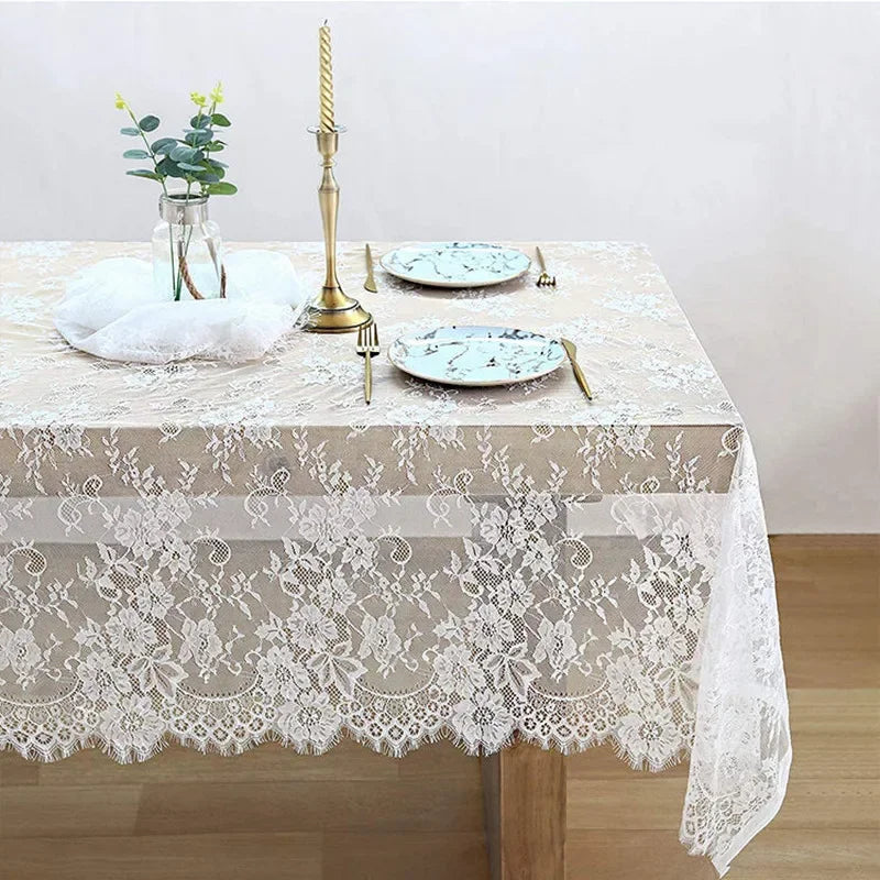 nappe dentelle blanche mariage motif floral transparent classique boho fête romantique
