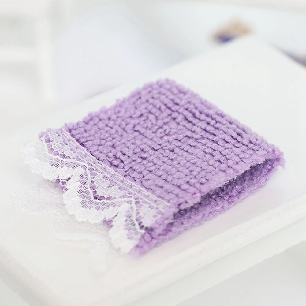 serviettes tissu microfibre bordure dentelée moderne douces vert bleu blanc jaune rose violet