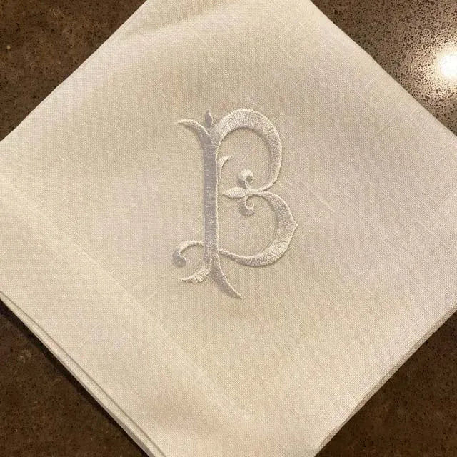 serviettes table coton brodées monogramme classiques blancs restaurant élégantes qualité supérieure