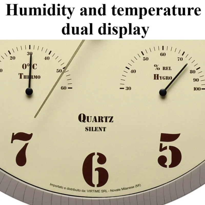 horloge murale quartz aiguille beige noir classique température humidité salon chambre