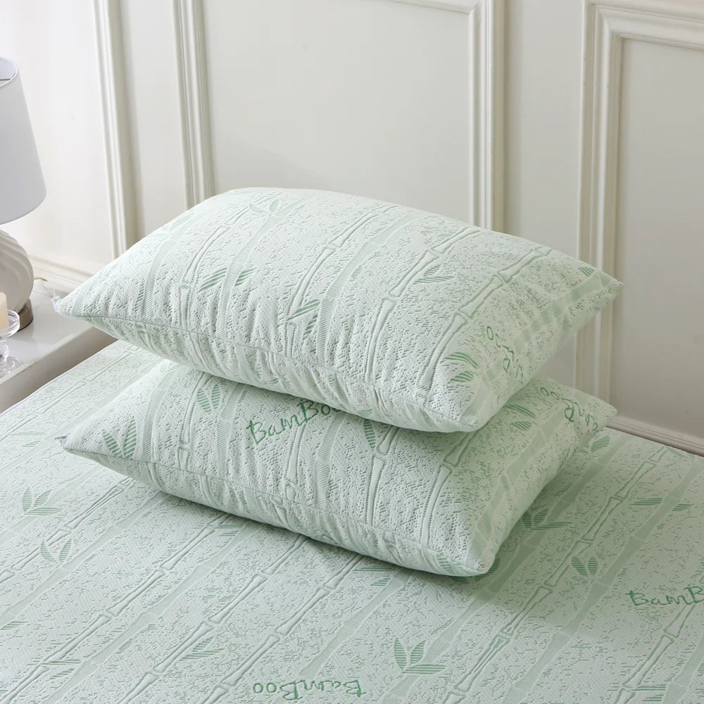 protège oreiller imperméable fibre bambou blanc vert clair moderne glissière 26x20cm 30x20cm 35x20cm 40x20cm