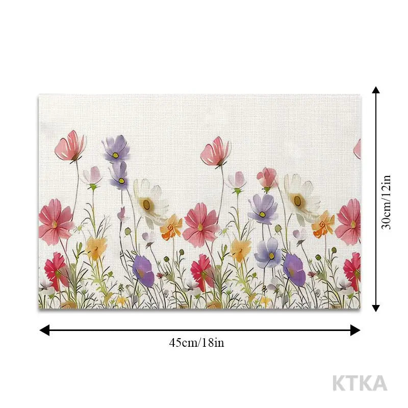 tapis table moderne floral multicolore blancs variés thème saisonnier 45x30cm
