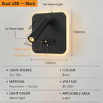 lampe murale led orientable prise usb moderne chambre cuisine entree