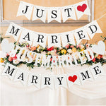 guirlande mariage just married bannières lettres cœur blanc rouge décoration anniversaire événement