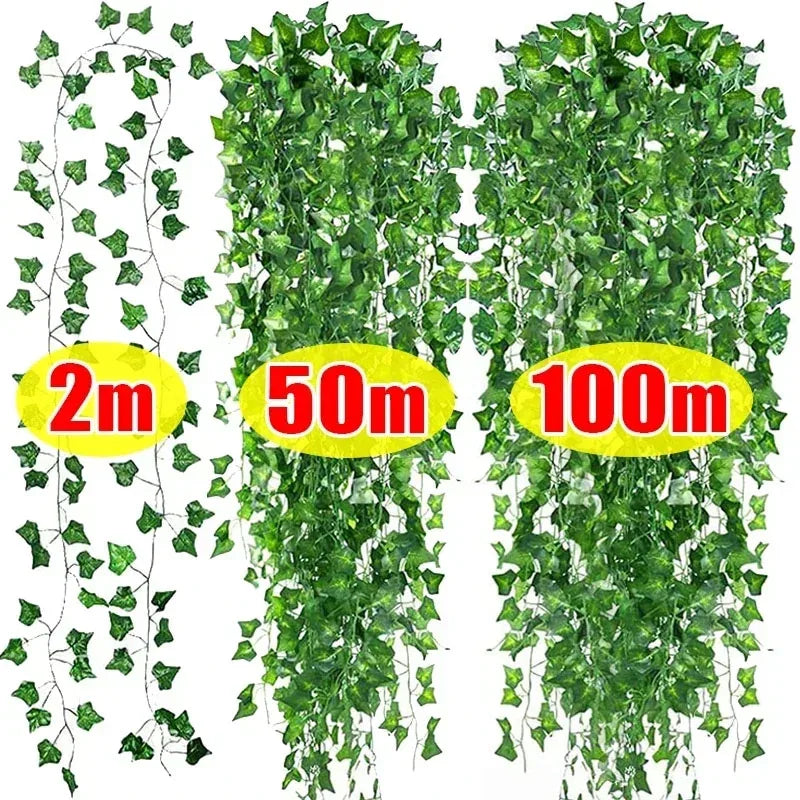 guirlande vigne lierre vert artificiel feuilles naturelles décoration murale jardin mariage extérieur
