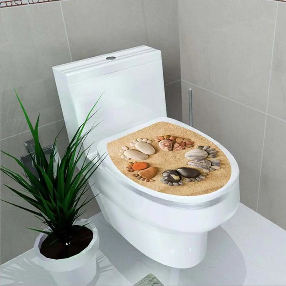 autocollant adhésif amovible imperméable couvercle toilette moderne décoratif fleurs coquillages eau pierres poissons étoiles