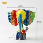 statues éléphants décoratives résine couleurs bleu rouge jaune moderne artistique opaques