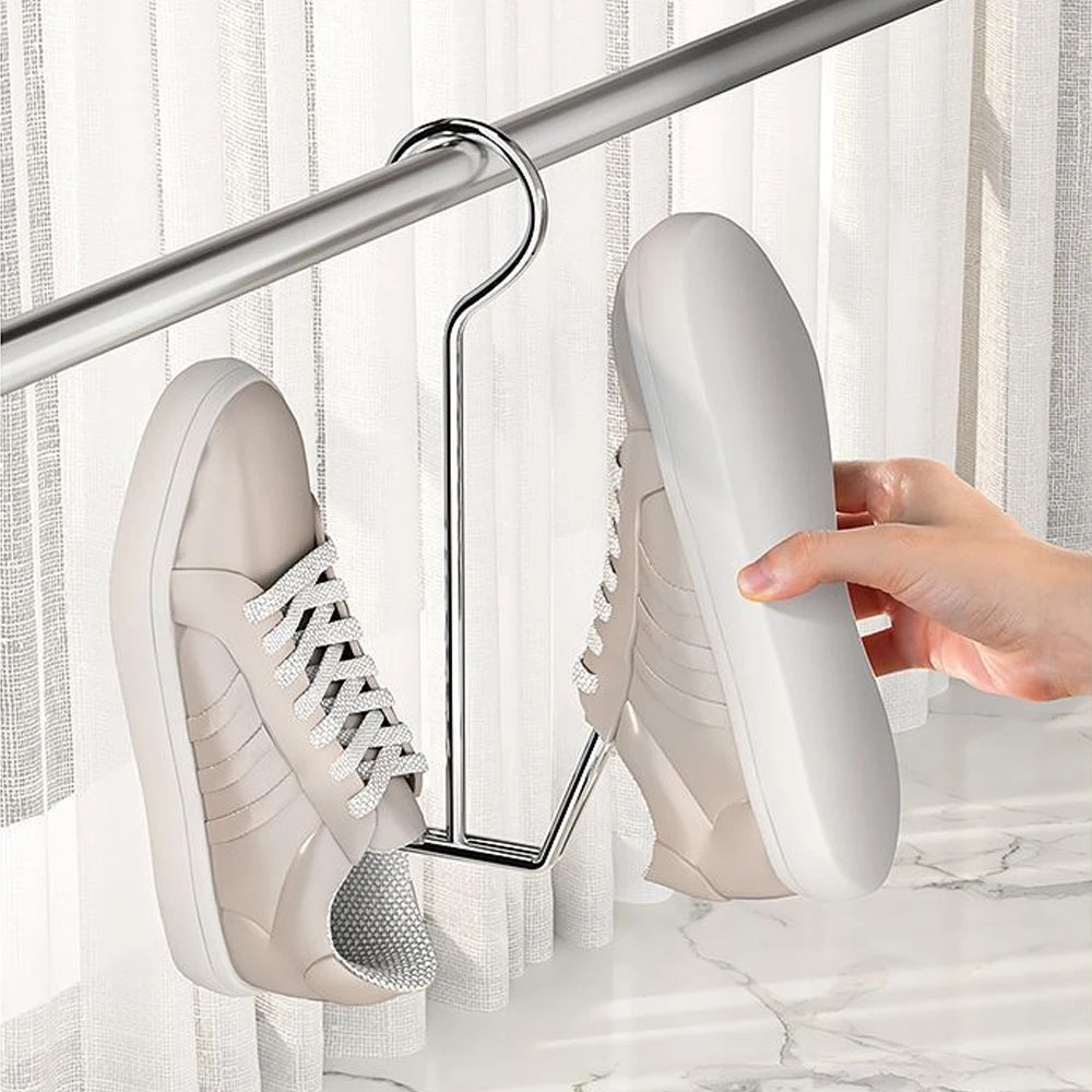 porte souliers argenté moderne réutilisable tringle fixe cintre chaussures séchoir gain place organiser déshumidifier