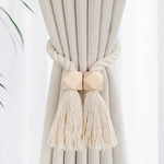 boucles rideau bois franges beige moderne bohème décoratives salle bain chambre
