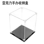 boîte rangement acrylique transparente couvercle figurine collection socle noir clips