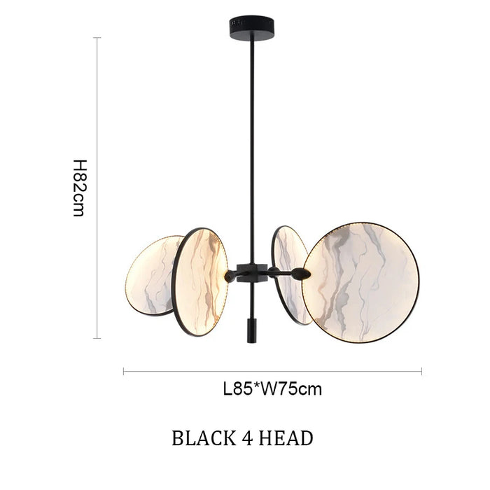 suspension lumineuse or blanc marbre moderne élégant plafonnier disques câbles