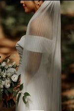 voile mariée blanc rayures verticales classique polyester translucide simple élégant plissé longueur 150cm
